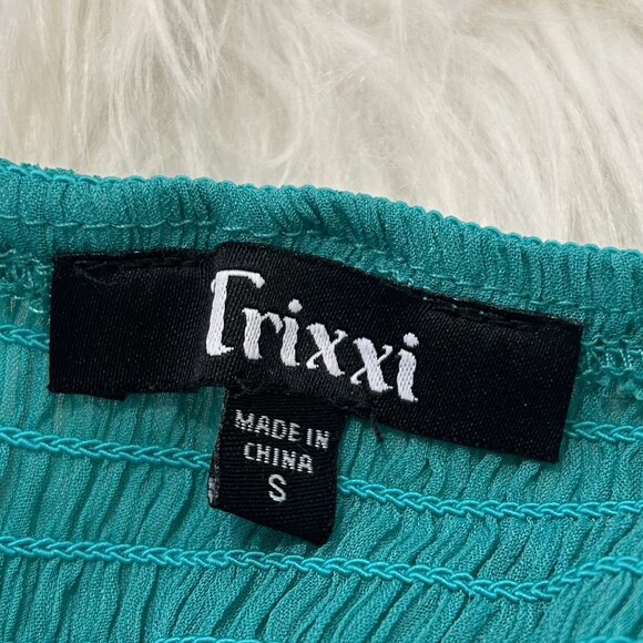 TRIXXI Womans Turquoise Mini Ruffled Dress SIZE S - Picture 3 of 5